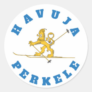 Sticker Rond Perkele de Havuja - suomileijona de hiihtävä