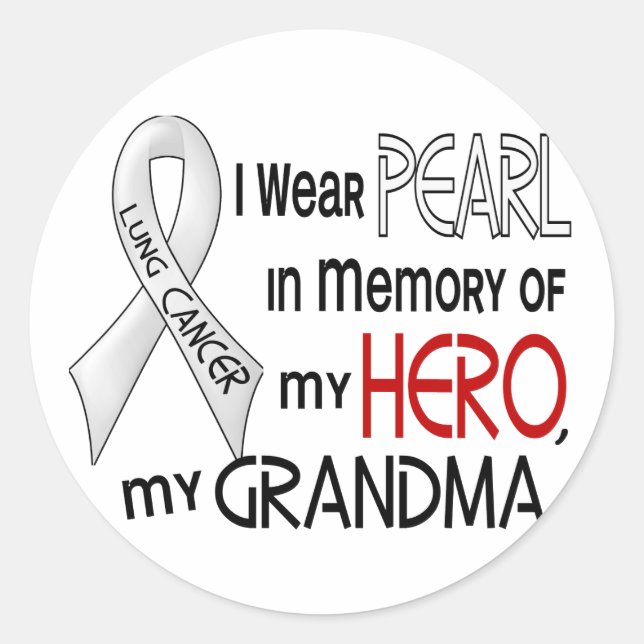 Sticker Rond Perle en souvenir de mon grand-mère cancer du poum (Devant)