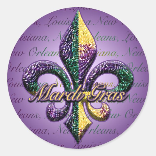 Sticker Rond Perle Fleur de lis 2 de mardi gras (Devant)