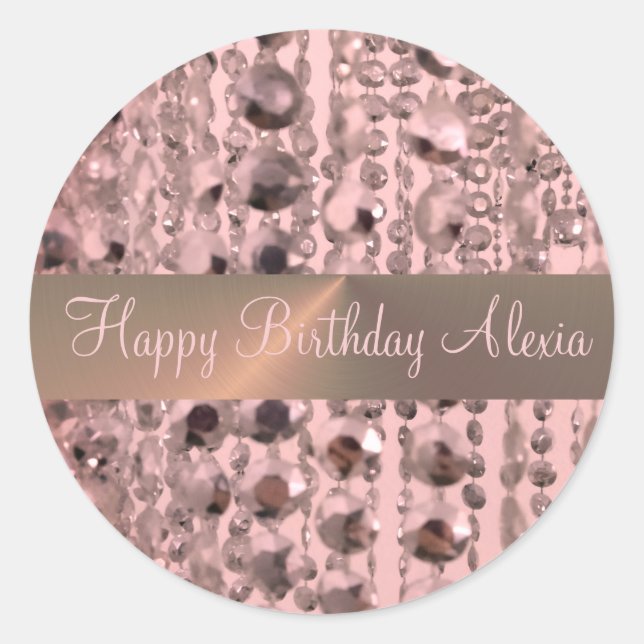 Sticker Rond Perles à cordes Chic Rose (Devant)