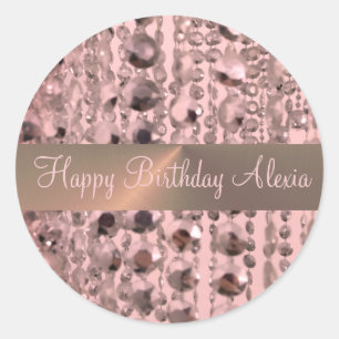 Sticker Rond Perles à cordes Chic Rose