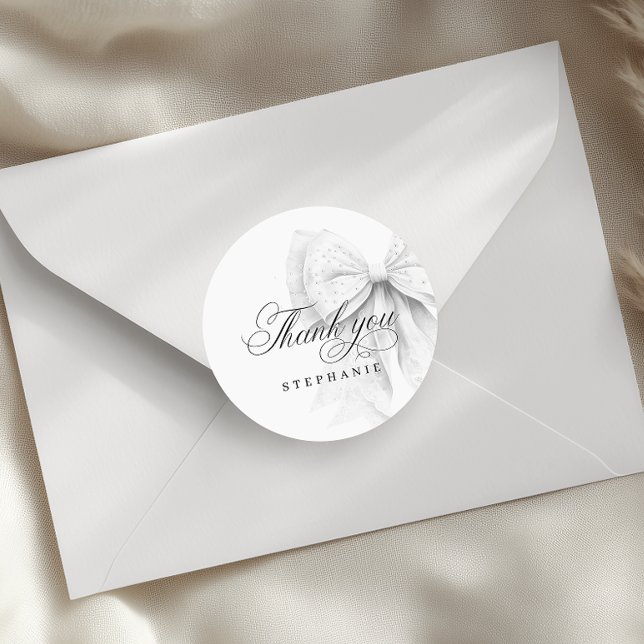 Sticker Rond Perles blanches noeud papillon Baby Shower (Créateur téléchargé)