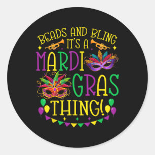 Sticker Rond Perles Bling Mardi Gras Thé Fête du Carnaval Homme