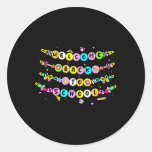 Sticker Rond Perles de Bracelet Bienvenue au Retour à l'École P