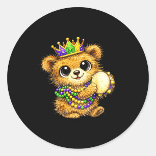 Sticker Rond Perles de fête de Mardi Gras Nola ours Filles femm