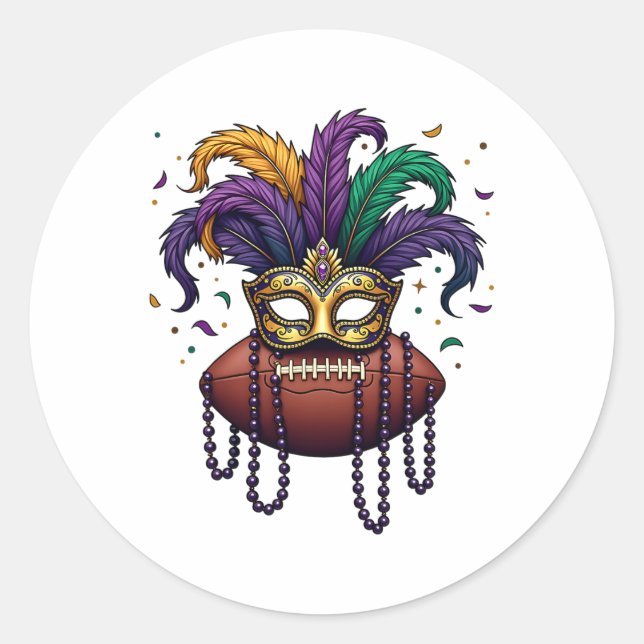 Sticker Rond Perles de Masque de Mardi Gras Pieds  (Devant)