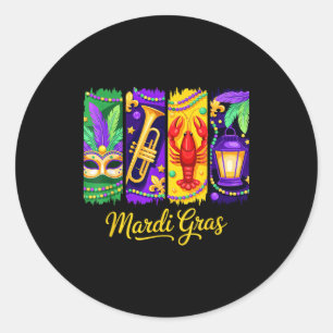 Sticker Rond Perles de Masque Mardi Gras Carnaval La Nouvelle-O