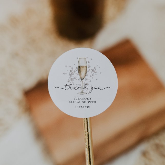 Sticker Rond Perles Élégantes & Prosecco : Réception de Mariage (Créateur téléchargé)
