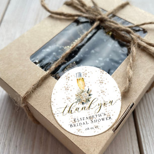 Sticker Rond Perles Élégantes & Prosecco Remerciement pour Ente