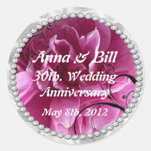 Sticker Rond Perles et perles de fleurs roses enregistrer l'aut