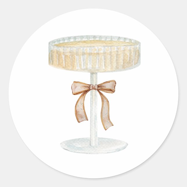Sticker Rond Perles et Prosecco fête de mariage amour  (Devant)