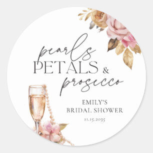 Sticker Rond Perles Pétales & Prosecco Fleurs Baignoire de Mari
