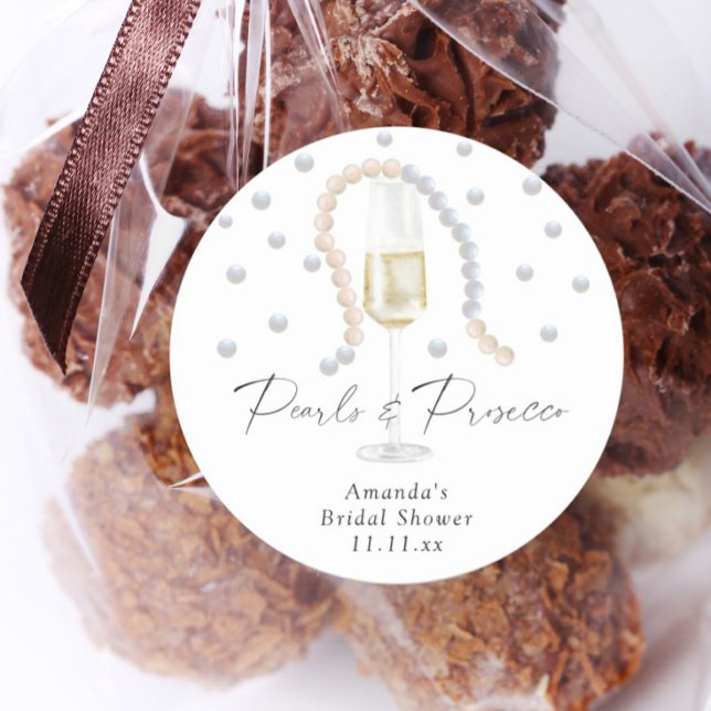 Sticker Rond Perles & Prosecco - douche nuptiale (Créateur téléchargé)