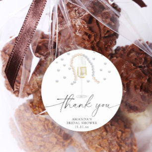 Sticker Rond Perles & Prosecco - merci pour la baby shower de m