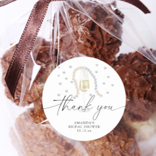 Sticker Rond Perles & Prosecco - merci pour la baby shower de m