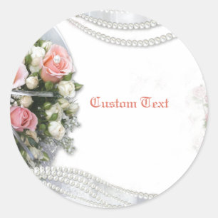 Sticker Rond Perles & Roses Élégantes & Romantiques Personnalis