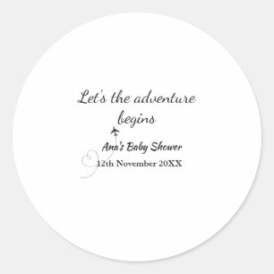 Sticker Rond permet à l'aventure commence baby shower ajouter n