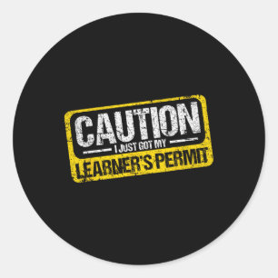 Sticker Rond Permis d'Apprenti Conducteur Chemise de Prudence J