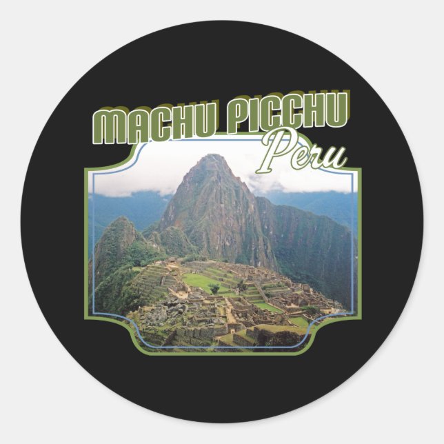 Sticker Rond Pérou Ruines Machu Picchu - Huayna Picchu (Devant)