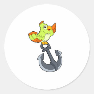 Sticker Rond Perroquet avec Ancre