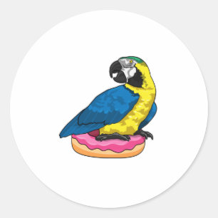 Sticker Rond Perroquet avec Donut