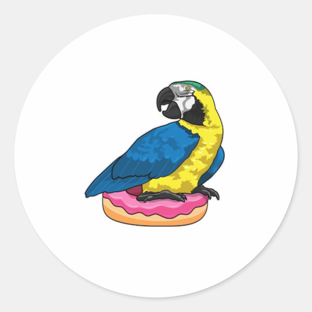 Sticker Rond Perroquet avec Donut (Devant)