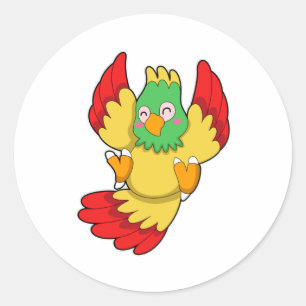 Sticker Rond Perroquet avec tête verte