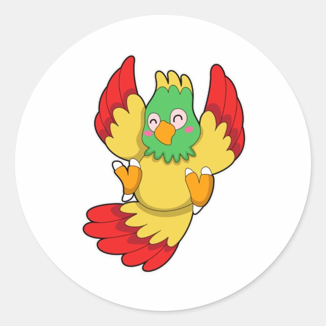 Sticker Rond Perroquet avec tête verte (Devant)