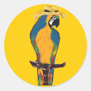 Sticker Rond Perroquet bleu et jaune