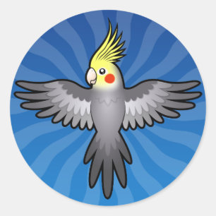 Sticker Rond Perroquet calopsitte de dessin animé