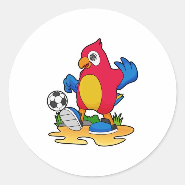 Sticker Rond Perroquet comme joueur de football avec Soccer (Devant)