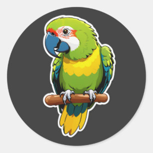 Sticker Rond Perroquet Tropical Vibrant avec des Raisins