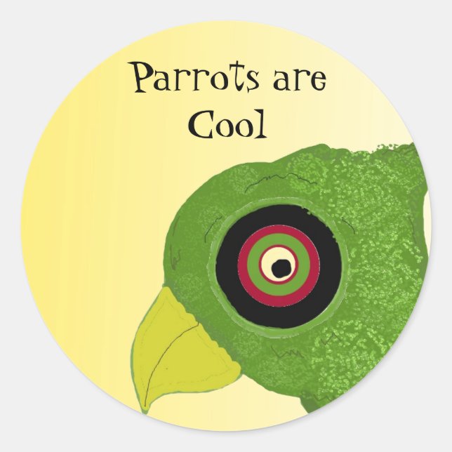 Sticker Rond Perroquet vert avec citation (Devant)