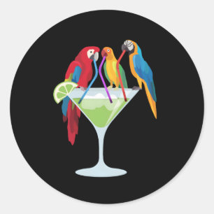 Sticker Rond Perroquets Boire Margarita Vacances tropicales Haw