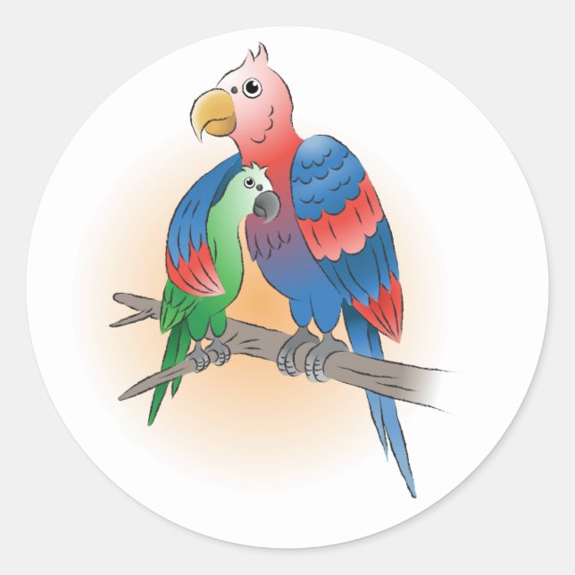 Sticker Rond Perroquets Bonne Fête des Mères (Devant)