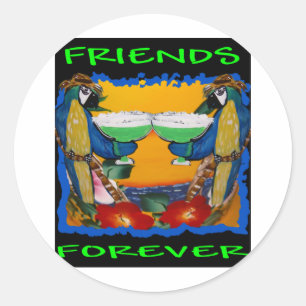 Sticker Rond Perroquets de Fête