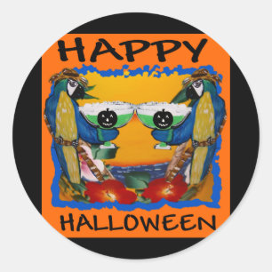 STICKER ROND PERROQUETS D'HALLOWEEN