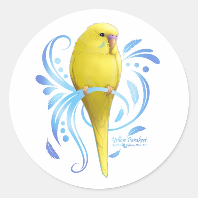 Sticker Rond Perruche jaune (Devant)