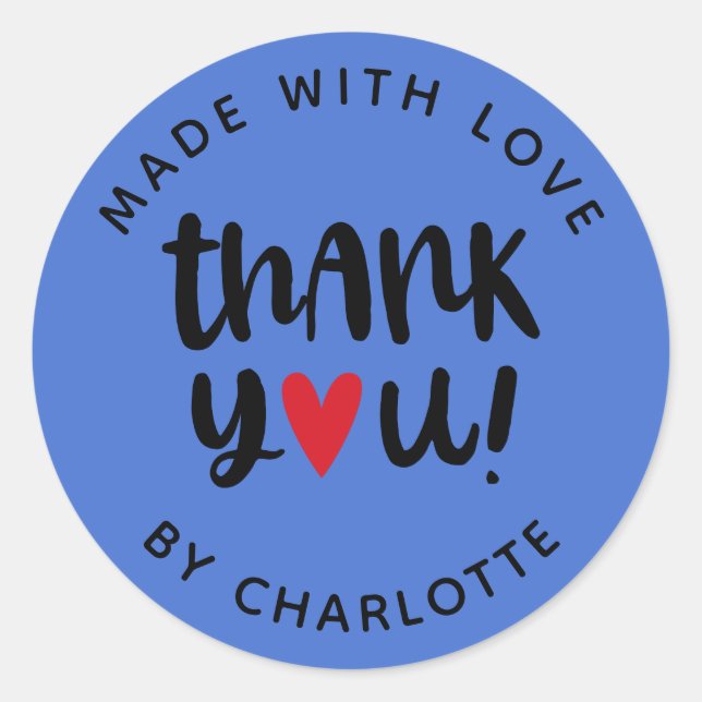 Sticker Rond Persoanisé Fabriqué Avec Merci D'Amour (Devant)