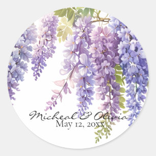 Sticker Rond Persoanliser violet de l'aquarelle glyteria floral