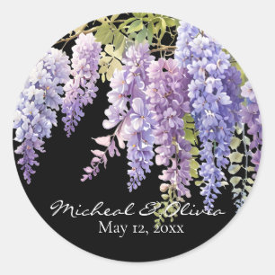 Sticker Rond Persoanliser violet de l'aquarelle glyteria floral