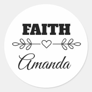 Sticker Rond Personalisé Faith Heart Christian