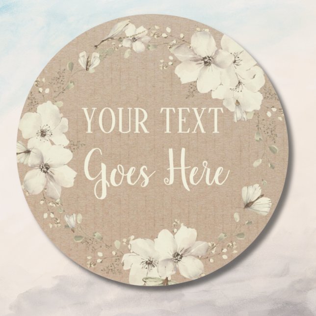 Sticker Rond Personalised Handmade Vintage flowers Rustic (Personalised Handmade Vintage flowers Rustic Classic Round Sticker)