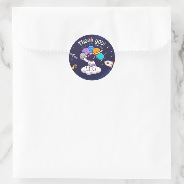 Sticker Rond Personalized Astronaut Party Thank-You (Sac)