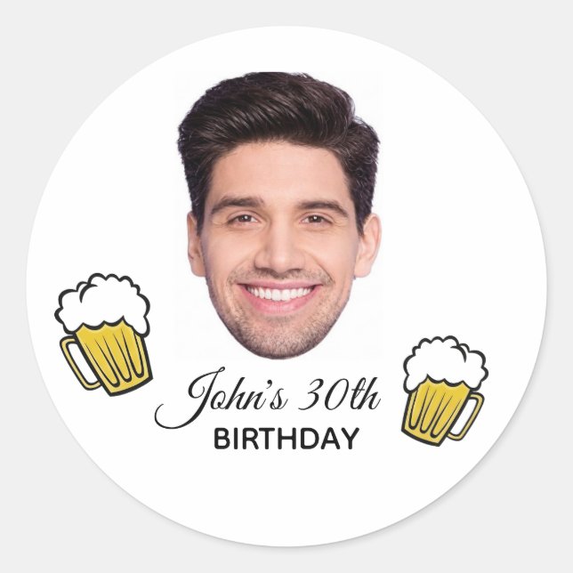 Sticker Rond Personalized Birthday Custom Face & Age Tattoo  (Devant)