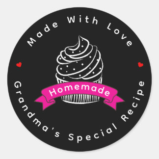 Sticker Rond Personalized Cupcake Homemade Made With Love
