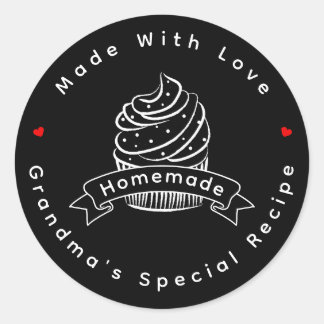 Sticker Rond Personalized Cupcake Homemade Made With Love