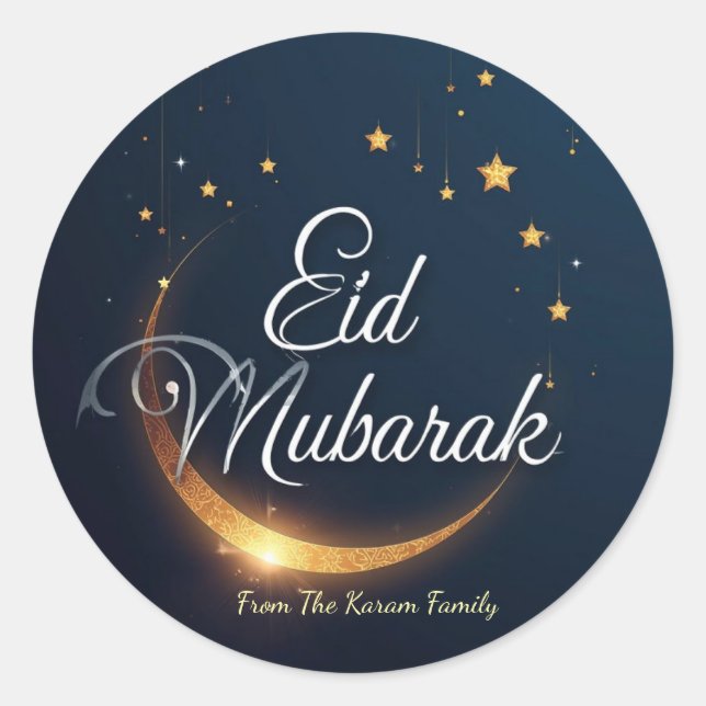 Sticker Rond Personalized Eid Mubarak Muslim modern  (Devant)