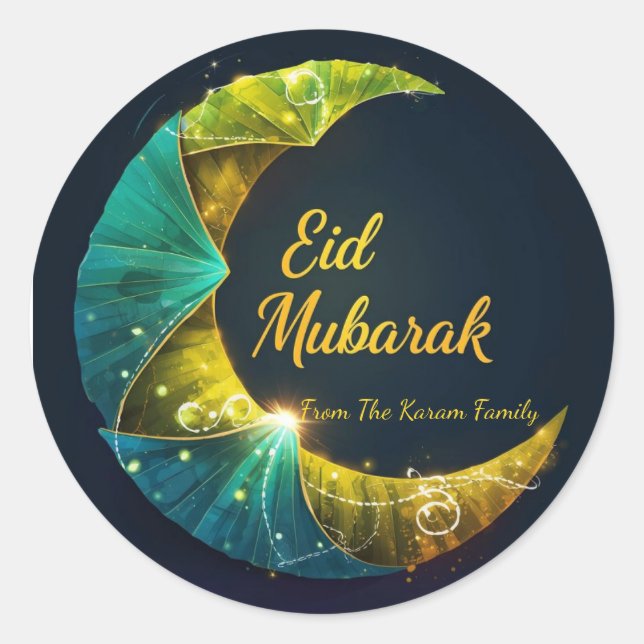 Sticker Rond Personalized Eid Mubarak Muslim modern  (Devant)
