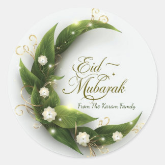 Sticker Rond Personalized Eid Mubarak Muslim modern Classic 